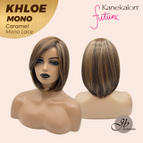 JBEXTENSION KHLOE MONO CARAMEL Monofilament Handmade Wig 6X5 Full Monofilament Hand Tied Top Wig 12 Inches Bob Cut Caramel Mono Lace Handmade Futura Fiber Wig With Anti-slip Silicone Strips Glueless Wig KHLOE MONO CARAMEL【BENDY EAR TABS】