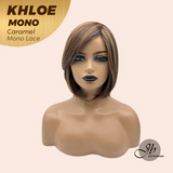 JBEXTENSION KHLOE MONO CARAMEL Monofilament Handmade Wig 6X5 Full Monofilament Hand Tied Top Wig 12 Inches Bob Cut Caramel Mono Lace Handmade Futura Fiber Wig With Anti-slip Silicone Strips Glueless Wig KHLOE MONO CARAMEL【BENDY EAR TABS】