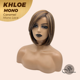JBEXTENSION KHLOE MONO CARAMEL Monofilament Handmade Wig 6X5 Full Monofilament Hand Tied Top Wig 12 Inches Bob Cut Caramel Mono Lace Handmade Futura Fiber Wig With Anti-slip Silicone Strips Glueless Wig KHLOE MONO CARAMEL【BENDY EAR TABS】
