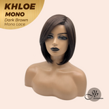 JBEXTENSION KHLOE MONO Monofilament Handmade Wig 6X5 Full Monofilament Hand Tied Top Wig 12 Inches Bob Cut Dark Brown Mono Lace Handmade Futura Fiber Wig With Anti-slip Silicone Strips Glueless Wig KHLOE MONO DARK BROWN【BENDY EAR TABS】