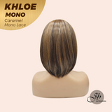 JBEXTENSION KHLOE MONO CARAMEL Monofilament Handmade Wig 6X5 Full Monofilament Hand Tied Top Wig 12 Inches Bob Cut Caramel Mono Lace Handmade Futura Fiber Wig With Anti-slip Silicone Strips Glueless Wig KHLOE MONO CARAMEL【BENDY EAR TABS】