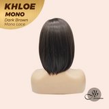 JBEXTENSION KHLOE MONO Monofilament Handmade Wig 6X5 Full Monofilament Hand Tied Top Wig 12 Inches Bob Cut Dark Brown Mono Lace Handmade Futura Fiber Wig With Anti-slip Silicone Strips Glueless Wig KHLOE MONO DARK BROWN【BENDY EAR TABS】