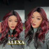 JBEXTENSION 20 Inches Curly Black Red Pre-Cut Arc Snowflake Lace Frontlace Glueless Black Sapphire Wig ALEXA【BENDY EAR TABS】
