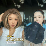 JBEXTENSION AMANDA MONO Full Monofilament Handmade Full Lace Full Hand Tied Wig 10 Inches Hazelnut Mono Lace Handmade Futura Fiber Wig Glueless Wig AMANDA MONO - HAZELNUT【BENDY EAR TABS】