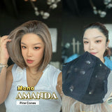 JBEXTENSION AMANDA MONO Full Monofilament Handmade Full Lace Full Hand Tied Wig 10 Inches Pine Cones Mono Lace Handmade Futura Fiber Wig Glueless Wig AMANDA MONO - PINE CONES【BENDY EAR TABS】
