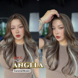JBEXTENSION 24 Inches Long Curly Caramel Brown Pre-Cut Arc Snowflake Lace Frontlace Glueless Wig ANGELA ARC - CARAMEL BROWN【BENDY EAR TABS】