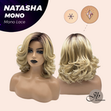 JBEXTENSION NATASHA MONO Monofilament Handmade Wig 6X5 Full Monofilament Hand Tied Top Wig 12 Inches Honey Blonde Mono Lace Wig Glueless Black Sapphire Wig NATASHA MONO【BENDY EAR TABS】