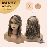 JBEXTENSION NANCY MONO Monofilament Handmade Wig 6X5 Full Monofilament Hand Tied Top Wig 14 Inches Dark Brown Mono Lace Wig Glueless Wig NANCY MONO【BENDY EAR TABS】