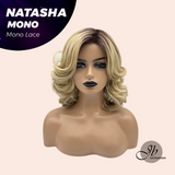 JBEXTENSION NATASHA MONO Monofilament Handmade Wig 6X5 Full Monofilament Hand Tied Top Wig 12 Inches Honey Blonde Mono Lace Wig Glueless Black Sapphire Wig NATASHA MONO【BENDY EAR TABS】