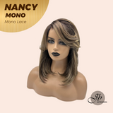 JBEXTENSION NANCY MONO Monofilament Handmade Wig 6X5 Full Monofilament Hand Tied Top Wig 14 Inches Dark Brown Mono Lace Wig Glueless Wig NANCY MONO【BENDY EAR TABS】