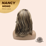 JBEXTENSION NANCY MONO Monofilament Handmade Wig 6X5 Full Monofilament Hand Tied Top Wig 14 Inches Dark Brown Mono Lace Wig Glueless Wig NANCY MONO【BENDY EAR TABS】