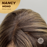 JBEXTENSION NANCY MONO Monofilament Handmade Wig 6X5 Full Monofilament Hand Tied Top Wig 14 Inches Dark Brown Mono Lace Wig Glueless Wig NANCY MONO【BENDY EAR TABS】