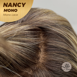 JBEXTENSION NANCY MONO Monofilament Handmade Wig 6X5 Full Monofilament Hand Tied Top Wig 14 Inches Dark Brown Mono Lace Wig Glueless Wig NANCY MONO【BENDY EAR TABS】