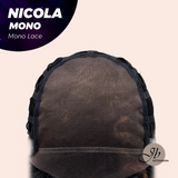 JBEXTENSION NICOLA MONO Monofilament Handmade Wig 6X5 Full Monofilament Hand Tied Top Wig 14 Inches Salt and Pepper Mono Lace Wig Glueless Black Sapphire Wig NICOLA MONO【BENDY EAR TABS】