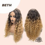 JBEXTENSION 26 Inches Extra Curly Ombre Blonde Frontlace Glueless Wig BETH