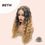 JBEXTENSION 26 Inches Extra Curly Ombre Blonde Frontlace Glueless Wig BETH