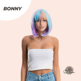 JBEXTENSION Peluca de moda arcoíris multicolor con corte Bob de 10 pulgadas BONNY