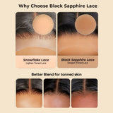 JBEXTENSION 12 Inches Ash Grey Pre-Cut Side Part Frontlace Glueless Black Sapphire Wig RAVEN- BLACK SAPPHIRE【BENDY EAR TABS】