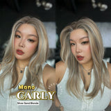 JBEXTENSION CARLY MONO Full Monofilament Wig 22 Inches Silver Sand Blonde Full Mono Lace Glueless with Anti-slip Silicone Strips Wig CARLY MONO - SILVER SAND BLONDE【BENDY EAR TABS】