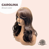 JBEXTENSION Peluca de mujer rizada marrón hasta los hombros de 18 pulgadas CAROLINA BROWN