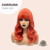 JBEXTENSION 18 Inches Copper Shoulder Length Women Curly Wig CAROLINA COPPER