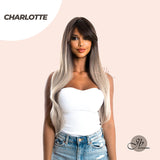JBEXTENSION 30 Inches Straight Balayage Women Wig With Long Bangs CHARLOTTE