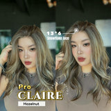 JBEXTENSION 22 Inches Hazelnut Curly Pre-Cut 13X6 Free Part Snowflake Lace Frontlace Glueless Wig CLAIRE PRO - HAZELNUT【BENDY EAR TABS】