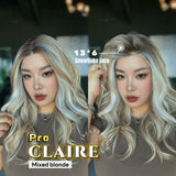 JBEXTENSION 22 Inches Mix Blonde Curly Pre-Cut 13X6 Free Part Snowflake Lace Frontlace Glueless Wig CLAIRE PRO - MIX BLONDE【BENDY EAR TABS】