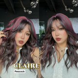 JBEXTENSION 22 Inches Scalpiana Peacock 3.5X4 Hard Silky Top Natural Scalp Effect Women Wig with Bangs CLAIRE SILKY TOP - PEACOCK