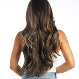 Nichole's Selection - 26 Inches Curly Women Brown With Highlight Wig Pre-Cut Frontlace Glueless Wig EMMIE HIGHLIGHT
