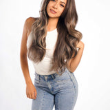 Nichole's Selection - 26 Inches Curly Women Brown With Highlight Wig Pre-Cut Frontlace Glueless Wig EMMIE HIGHLIGHT