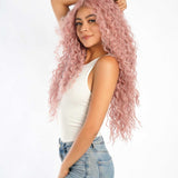 JBEXTENSION 28 Inches Extra Curly Pink Long Pre-Cut Frontlace Glueless Wig DOVE