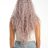 JBEXTENSION 28 Inches Extra Curly Smoke Purple Long Pre-Cut Frontlace Glueless Wig SHAKIRA