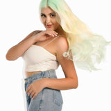 JBextension GLOW IN THE DARK 26 Inches Curly Rainbow Color Frontlace Glueless Wig FAIRY