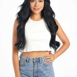 JBEXTENSION 26 Inches Curly Women Jet Black Wig Pre-Cut Frontlace Glueless Wig EMMIE JET BLACK