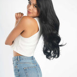 JBEXTENSION 26 Inches Curly Women Jet Black Wig Pre-Cut Frontlace Glueless Wig EMMIE JET BLACK