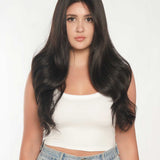 JBEXTENSION 24 Inches 5X5 Frontlace Extra Natural Scalp Effect With Soft Cap Wig Tea Black Darkest Brown Curly Wig SOPHIE TEA BLACK