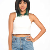 JBEXTENSION 14 Inches Ombre Green Wig With Bangs SELMA