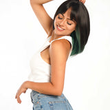 JBEXTENSION 14 Inches Ombre Green Wig With Bangs SELMA