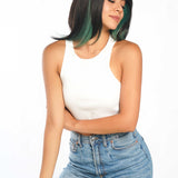 JBEXTENSION 14 Inches Ombre Green Wig With Bangs SELMA