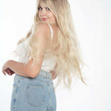 JBEXTENSION 28 Inches Long Body Wave Light Blonde Wig With Bangs ROSANNA LIGHT BLONDE
