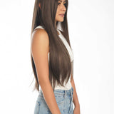 JBEXTENSION Mini G5 28 Inches Long Cold Brown Straight Wig With Bangs HILDA