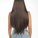 JBEXTENSION Mini G5 28 Inches Long Cold Brown Straight Wig With Bangs HILDA