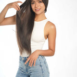 JBEXTENSION Mini G5 28 Inches Long Cold Brown Straight Wig With Bangs HILDA