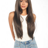 JBEXTENSION Mini G5 28 Inches Long Cold Brown Straight Wig With Bangs HILDA