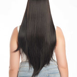 JBEXTENSION GENERATION FIVE 28 Inches Long Tea Black Darkest Brown Straight Wig With Bangs DANA G5