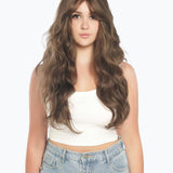 JBEXTENSION 24 Inches Cold Brown Body Wave Wig With Cute Bangs NINI