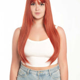 JBEXTENSION 26 Inches Long Straight Copper Color Wig With Bangs ALISON