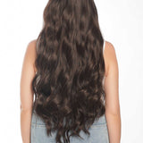 JBEXTENSION 32 Inches Extra Long Body Wave Nature Brown Wig With Bangs JOLIN