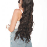 JBEXTENSION 32 Inches Extra Long Body Wave Nature Brown Wig With Bangs JOLIN